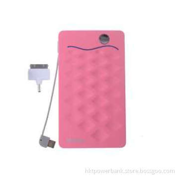 Rhombus Wave Pink Grid 3000mAh Micro USB Output Portable Power Bank Pack External Battery Charger